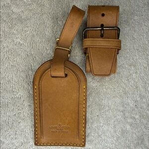 Vintage Louis Vuitton Luggage Tag and Poignier in Vachetta Leather (13G)